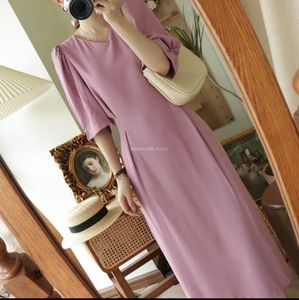 Bubble sleeves french light purple dress